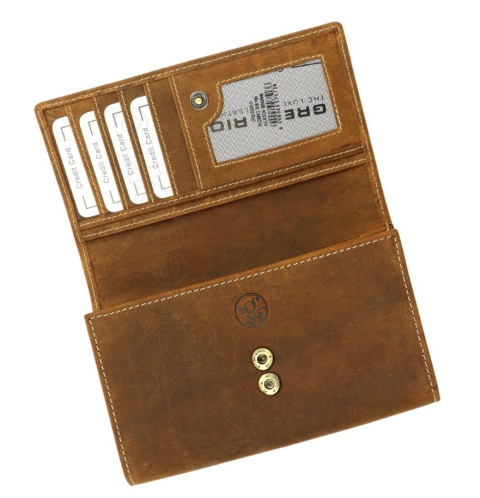 Portfel Damski Skórzany GREGORIO Skóra Licowa Duży Z Suwakiem GM-196 ZIELONY 17 x 10 x 3,5 [cm]