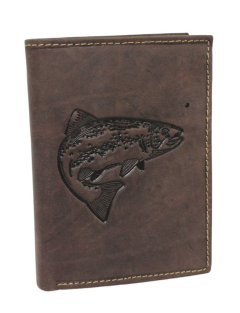 Portfel Męski Polska Galanteria (PL) Skóra Licowa Pionowy Bez Zapięcia Dwa Skrzydełka N4-CHM RFID ,,RYBA,, 13 x 10 x 2 [cm]