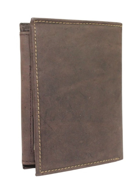 Portfel Męski Polska Galanteria (PL) Skóra Licowa Pionowy Bez Zapięcia Dwa Skrzydełka N4-CHM RFID ,,RYBA,, 13 x 10 x 2 [cm]