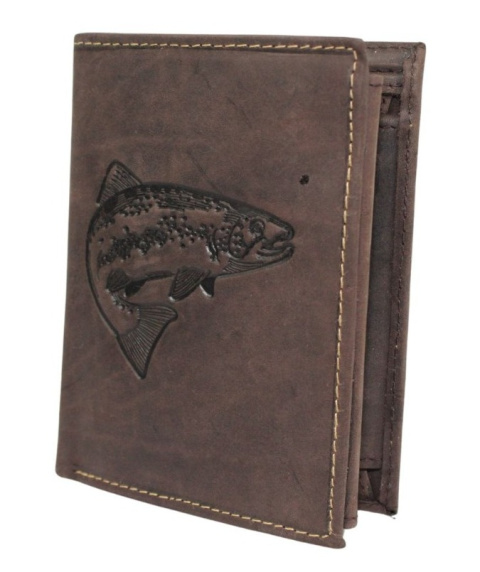 Portfel Męski Polska Galanteria (PL) Skóra Licowa Pionowy Bez Zapięcia Dwa Skrzydełka N4-CHM RFID ,,RYBA,, 13 x 10 x 2 [cm]