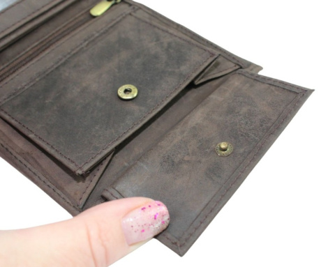 Portfel Męski Polska Galanteria (PL) Skóra Licowa Pionowy Bez Zapięcia Dwa Skrzydełka N4-CHM RFID ,,RYBA,, 13 x 10 x 2 [cm]