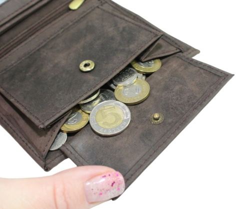 Portfel Męski Polska Galanteria (PL) Skóra Licowa Pionowy Bez Zapięcia Dwa Skrzydełka N4-CHM RFID ,,RYBA,, 13 x 10 x 2 [cm]