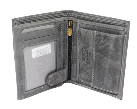 Portfel Męski Skórzany ALWAYS WILD Skóra Licowa Duży Pionowy Dwa Skrzydełka RFID N4-P-CHM 0983 CZARNY 13 x 10 x 2 [cm]