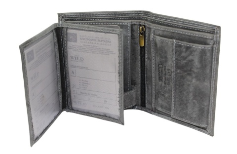 Portfel Męski Skórzany ALWAYS WILD Skóra Licowa Duży Pionowy Dwa Skrzydełka RFID N4-P-CHM 0983 CZARNY 13 x 10 x 2 [cm]
