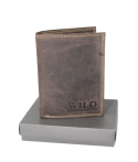 Portfel Męski Skórzany ALWAYS WILD Skóra Licowa Duży Pionowy Dwa Skrzydełka RFID N4-P-CHM 0990 BRĄZOWY 13 x 10 x 2 [cm]