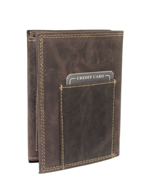 Portfel Męski Skórzany ALWAYS WILD Skóra Licowa Duży Pionowy Dwa Skrzydełka RFID N4-P-CHM 0990 BRĄZOWY 13 x 10 x 2 [cm]