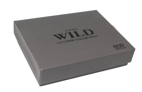 Portfel Męski Skórzany ALWAYS WILD Skóra Licowa Duży Pionowy Dwa Skrzydełka RFID N4-P-CHM 0990 BRĄZOWY 13 x 10 x 2 [cm]