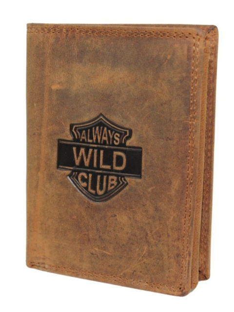 Portfel Męski Skórzany ALWAYS WILD Skóra Licowa Duży Pionowy   RFID AW-N4-GHD/5398 BRĄZOWY 13 x 10 x 2 [cm]