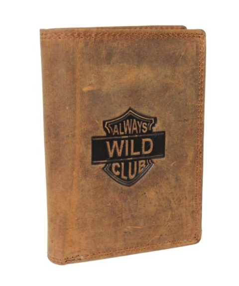 Portfel Męski Skórzany ALWAYS WILD Skóra Licowa Duży Pionowy   RFID AW-N4-GHD/5398 BRĄZOWY 13 x 10 x 2 [cm]
