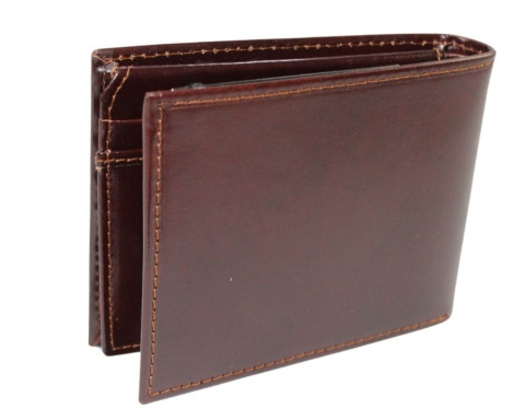 Portfel Męski Skórzany EMPORIO VALENTINI Duży Skóra Bydlęca Poziomy Jedno Skrzydełko 563-292E BRĄZOWY 12,5 x 10 x 2,5 [cm]