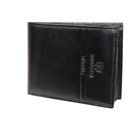 Portfel Męski Skórzany EMPORIO VALENTINI Duży Skóra Bydlęca Poziomy Jedno Skrzydełko 563-292E CZARNY 12,5 x 10 x 2,5 [cm]