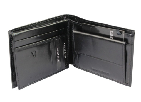 Portfel Męski Skórzany EMPORIO VALENTINI Duży Skóra Bydlęca Poziomy Jedno Skrzydełko 563-292E CZARNY 12,5 x 10 x 2,5 [cm]