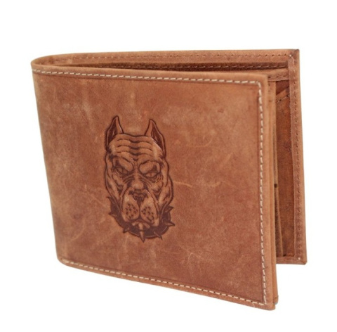 Portfel Męski Skórzany Peterson Skóra Naturalna Duży Poziomy Bez Zapięcia Dwa Skrzydełka N992 BRĄZOWY "AMSTAFF" 13 x 10 x 2 [cm]