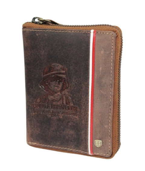 Portfel Peterson Skóra Licowa Duży Pionowy Metalowy Suwak POWSTANIE WARSZAWSKIE 340P-03 RFID 13 x 10 x 2 [cm]