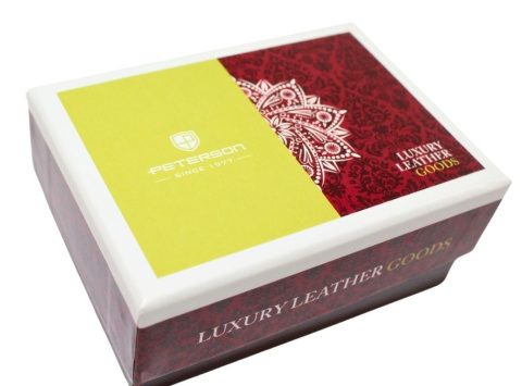 Portfel Skórzany Peterson Bułeczka Skóra Naturalna Z Suwakiem RFID PTN-423229 CZERWONY 9 x 7 x 3 [cm]