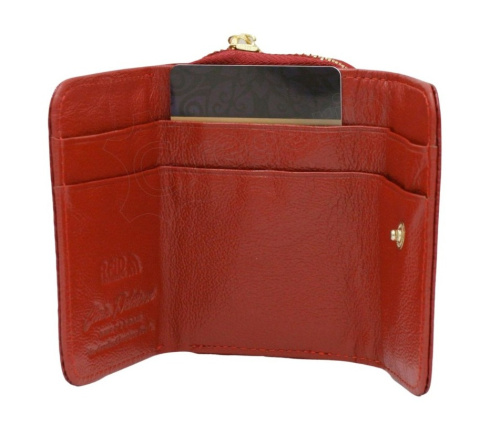 Portfel Skórzany Peterson Bułeczka Skóra Naturalna Z Suwakiem RFID PTN-423229 CZERWONY 9 x 7 x 3 [cm]