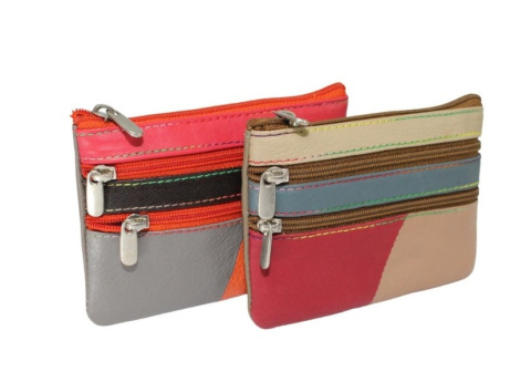 Etui Na Klucze Skórzane Polska Galanteria (PL) Skóra Naturalna Trzy Zamki Na Jeden Komplet Kluczy MULTI 12 x 8,5 x 1 [cm]