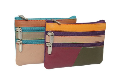 Etui Na Klucze Skórzane Polska Galanteria (PL) Skóra Naturalna Trzy Zamki Na Jeden Komplet Kluczy MULTI 12 x 8,5 x 1 [cm]