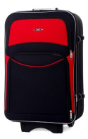 Mała Ekskluzywna Materiałowa Walizka Turystyczna RGL 773 CZARNO-CZERWONA 55 x 38 x 30 31 Litrów Paris Collection