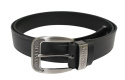Pasek Męski Skórzany CEZ-MAR (PL) CZARNY DANGER "IMITACJA SZYCIA CIENKĄ NITKĄ" Metalowa Końcówka Skóra Licowa EXTRA 40 mm