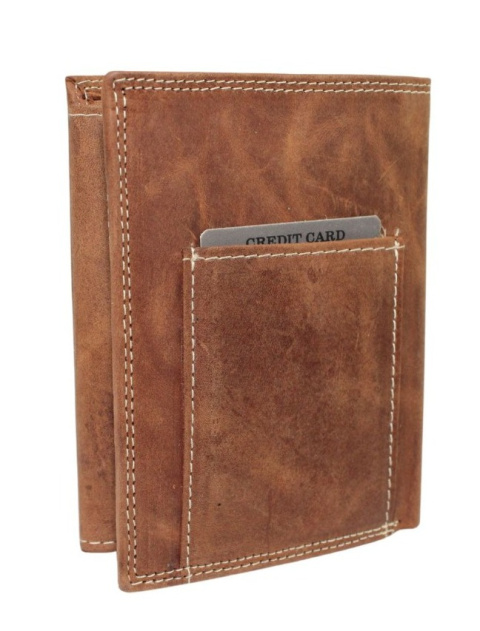 Portfel Męski Skórzany ALWAYS WILD Skóra Licowa Duży Pionowy Dwa Skrzydełka RFID N4-P 1003 JASNY BRĄZOWY 13 x 10 x 2 [cm]