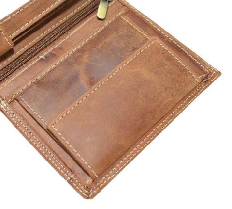 Portfel Męski Skórzany ALWAYS WILD Skóra Licowa Duży Pionowy Dwa Skrzydełka RFID N4-P 1003 JASNY BRĄZOWY 13 x 10 x 2 [cm]