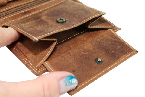 Portfel Męski Skórzany ALWAYS WILD Skóra Licowa Duży Pionowy Dwa Skrzydełka RFID N4-P 1003 JASNY BRĄZOWY 13 x 10 x 2 [cm]