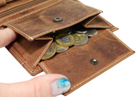 Portfel Męski Skórzany ALWAYS WILD Skóra Licowa Duży Pionowy Dwa Skrzydełka RFID N4-P 1003 JASNY BRĄZOWY 13 x 10 x 2 [cm]