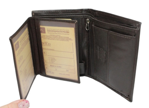 Portfel Męski Skórzany WILD Skóra Licowa Duży Pionowy Bez Zapięcia N4-P 7834 13 x 10 x 2,5 [cm]