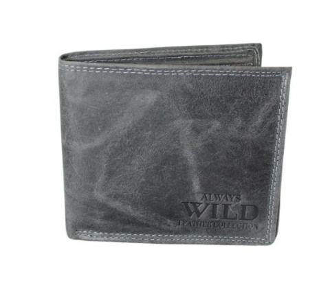 Portfel Męski Skórzany WILD Skóra Licowa Duży Poziomy Bez Zapięcia RFID N992-P-CHM 1041 CZARNY 12,5 x 10,5 x 2 [cm]