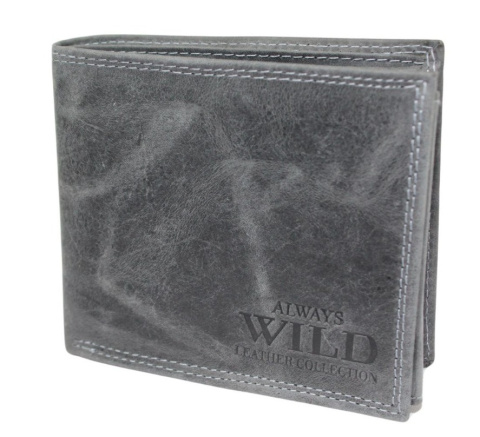 Portfel Męski Skórzany WILD Skóra Licowa Duży Poziomy Bez Zapięcia RFID N992-P-CHM 1041 CZARNY 12,5 x 10,5 x 2 [cm]