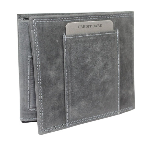 Portfel Męski Skórzany WILD Skóra Licowa Duży Poziomy Bez Zapięcia RFID N992-P-CHM 1041 CZARNY 12,5 x 10,5 x 2 [cm]