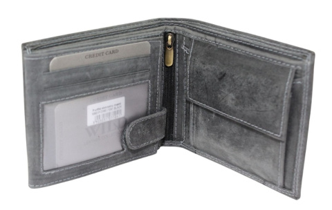 Portfel Męski Skórzany WILD Skóra Licowa Duży Poziomy Bez Zapięcia RFID N992-P-CHM 1041 CZARNY 12,5 x 10,5 x 2 [cm]