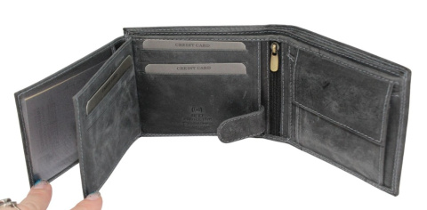 Portfel Męski Skórzany WILD Skóra Licowa Duży Poziomy Bez Zapięcia RFID N992-P-CHM 1041 CZARNY 12,5 x 10,5 x 2 [cm]