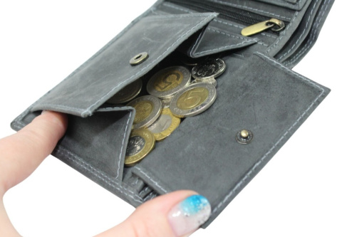 Portfel Męski Skórzany WILD Skóra Licowa Duży Poziomy Bez Zapięcia RFID N992-P-CHM 1041 CZARNY 12,5 x 10,5 x 2 [cm]