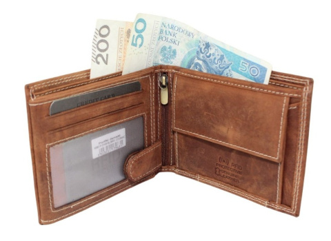 Portfel Męski Skórzany WILD Skóra Licowa Duży Poziomy Bez Zapięcia RFID N992-P-CHM-NL 963112,5 x 10,5 x 2 [cm]