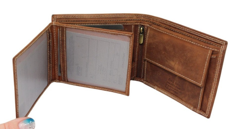 Portfel Męski Skórzany WILD Skóra Licowa Duży Poziomy Bez Zapięcia RFID N992-P-CHM-NL 963112,5 x 10,5 x 2 [cm]