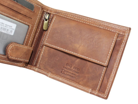 Portfel Męski Skórzany WILD Skóra Licowa Duży Poziomy Bez Zapięcia RFID N992-P-CHM-NL 963112,5 x 10,5 x 2 [cm]