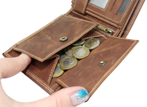 Portfel Męski Skórzany WILD Skóra Licowa Duży Poziomy Bez Zapięcia RFID N992-P-CHM-NL 963112,5 x 10,5 x 2 [cm]