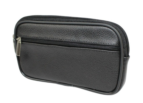 Skórzane Etui Na Telefon MAGRE (PL) Płaska Saszetka JÓZEK Na Pasek Z Suwakiem Na Smartfona CZARNY 18,5 x 11 x 2 [cm]
