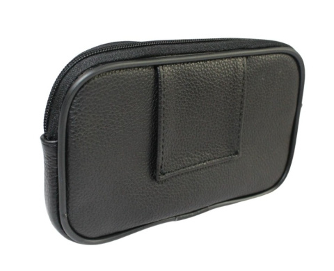 Skórzane Etui Na Telefon MAGRE (PL) Płaska Saszetka JÓZEK Na Pasek Z Suwakiem Na Smartfona CZARNY 18,5 x 11 x 2 [cm]