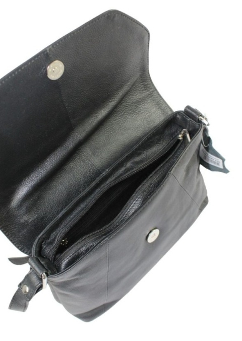 Stylowa Listonoszka Ze Skóry Włoskiej Ekologicznej ROVICKY R-TSL-08-CPDM CZARNA 26 x 21 x 9 [cm]