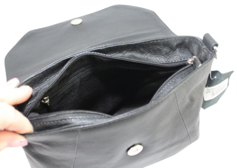 Stylowa Listonoszka Ze Skóry Włoskiej Ekologicznej ROVICKY R-TSL-08-CPDM CZARNA 26 x 21 x 9 [cm]