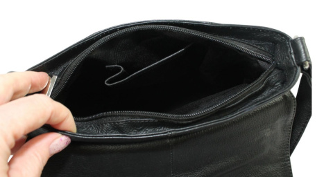 Stylowa Listonoszka Ze Skóry Włoskiej Ekologicznej ROVICKY R-TSL-08-CPDM CZARNA 26 x 21 x 9 [cm]