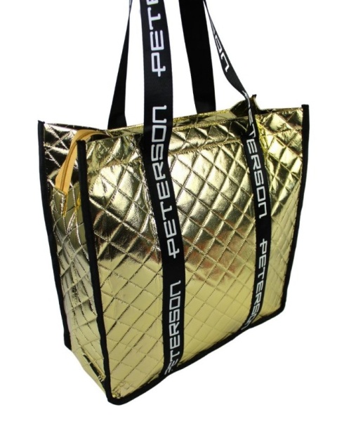 Torebka Damska Materiałowa Peterson PTN RSPV 003 SREBRNA Na Suwak 40 x 41 x 15 [cm]