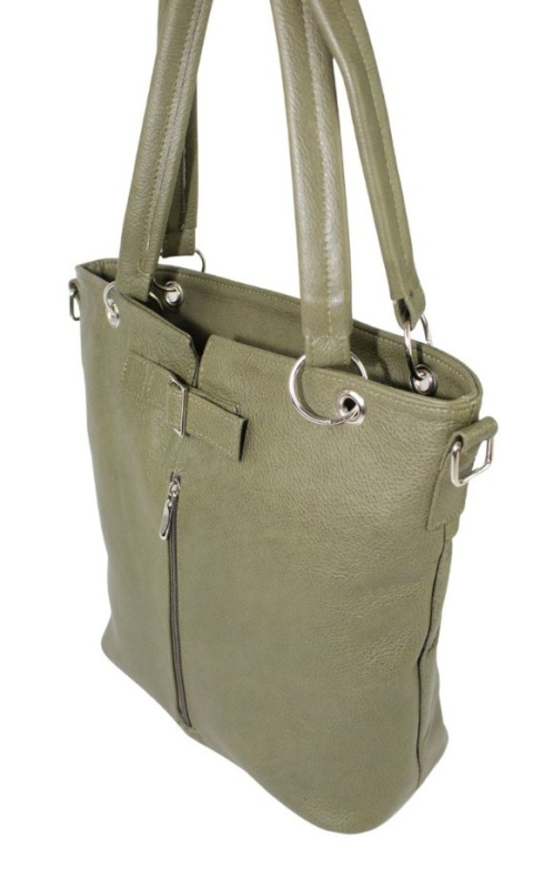 Torebka Skórzana MAGRE (PL) ELA BIS Skóra Naturalna Gładka OLIWKOWA 31 x 36 x 11,5 [cm]