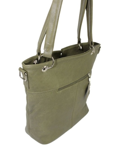 Torebka Skórzana MAGRE (PL) ELA BIS Skóra Naturalna Gładka OLIWKOWA 31 x 36 x 11,5 [cm]