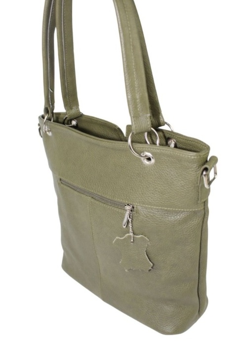 Torebka Skórzana MAGRE (PL) ELA BIS Skóra Naturalna Gładka OLIWKOWA 31 x 36 x 11,5 [cm]