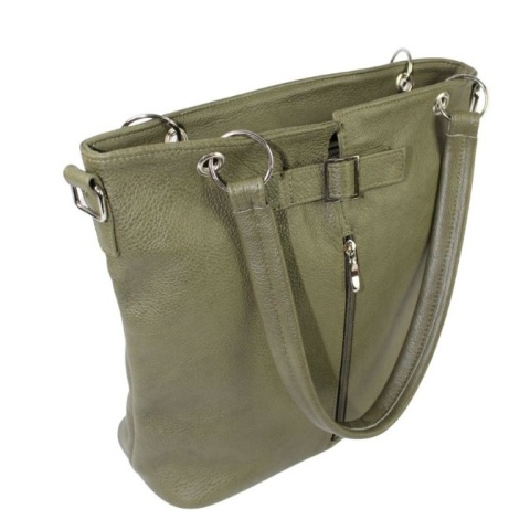 Torebka Skórzana MAGRE (PL) ELA BIS Skóra Naturalna Gładka OLIWKOWA 31 x 36 x 11,5 [cm]