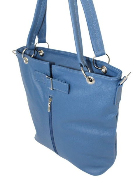 Torebka Skórzana MAGRE (PL) ELA BIS Skóra Naturalna Niebieska 31 x 36 x 11,5 [cm]